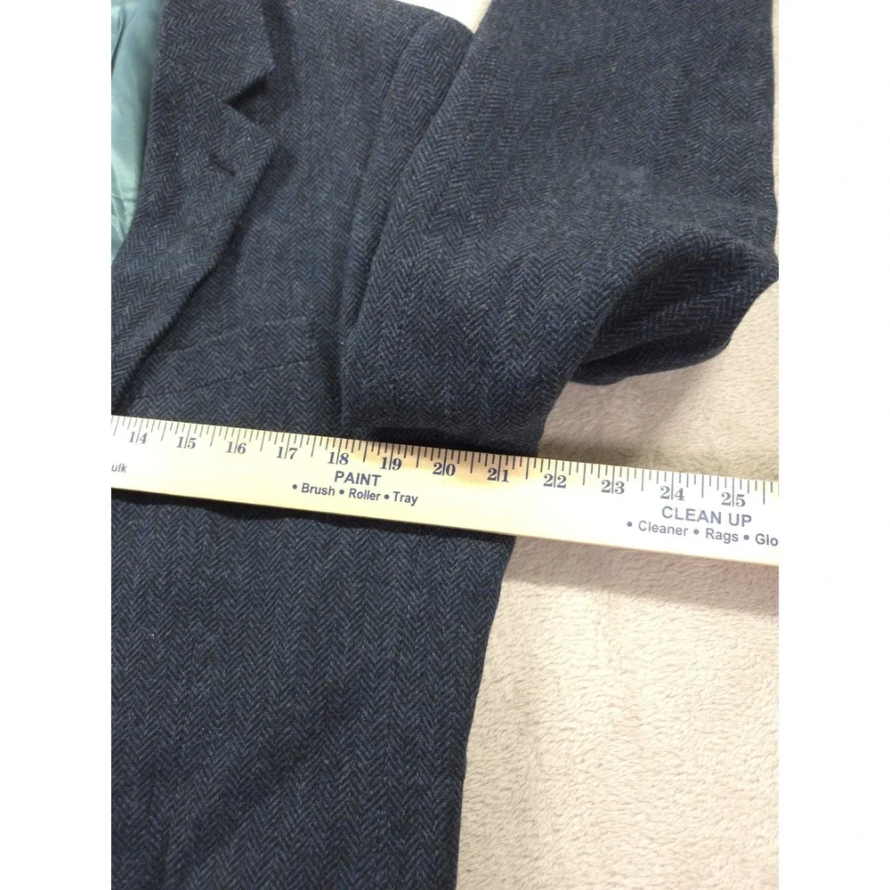 Charles Tyrwhitt Blazer Mens 42L‎ Long Wool Herringbone Slim Fit Blue